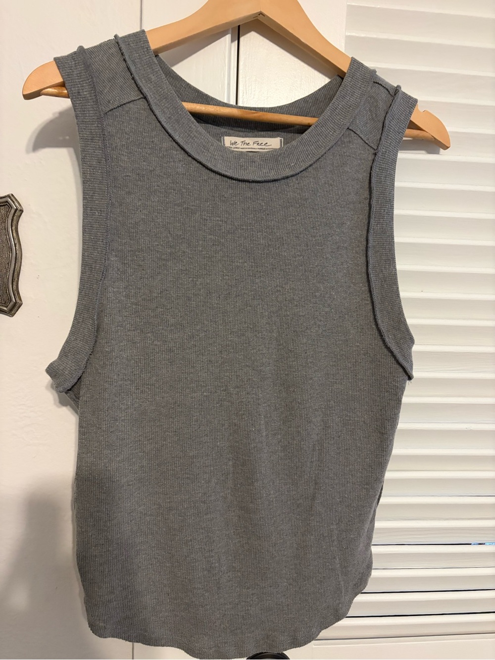 We The Free Gray Ribbed Sleeveless Tank